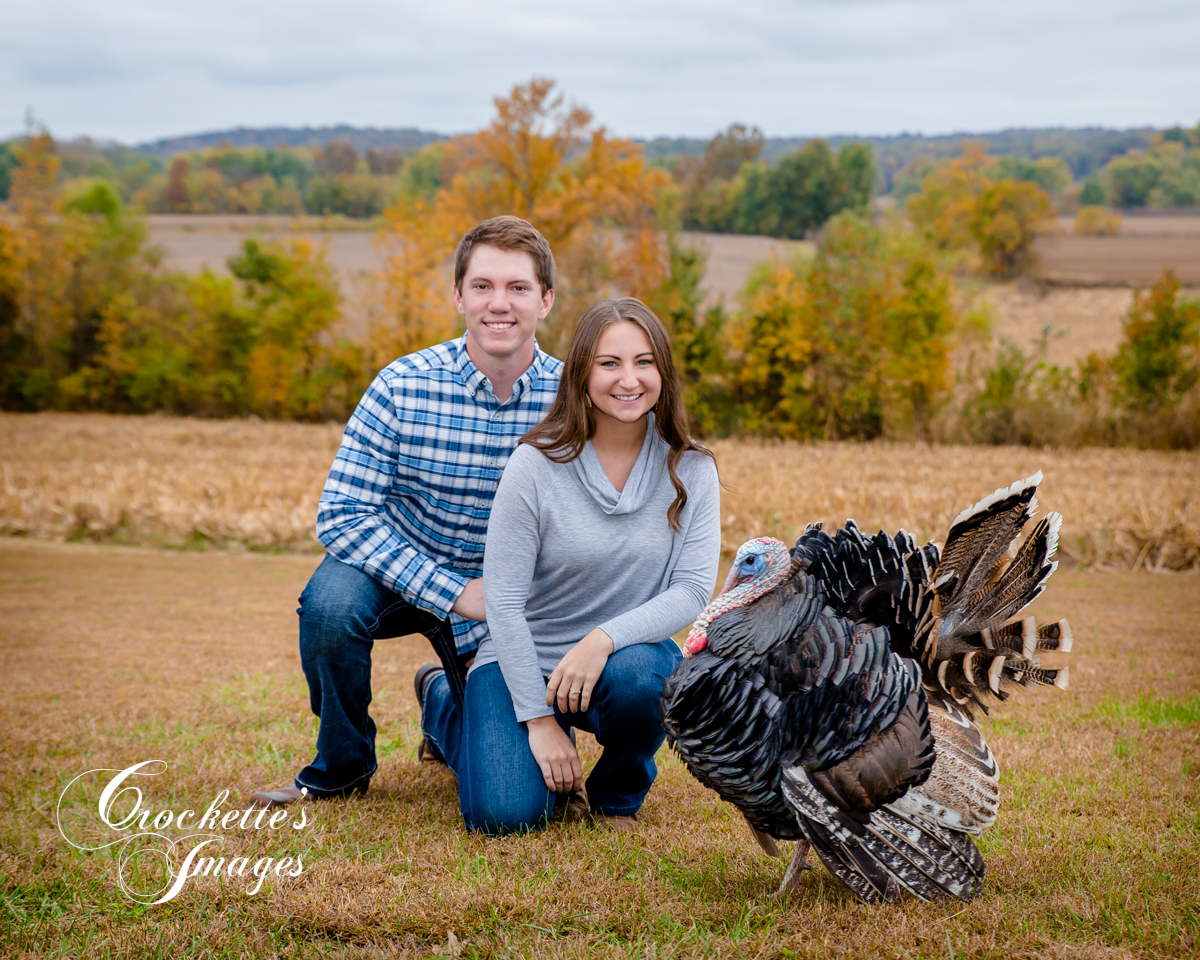 engaged couple with turkey