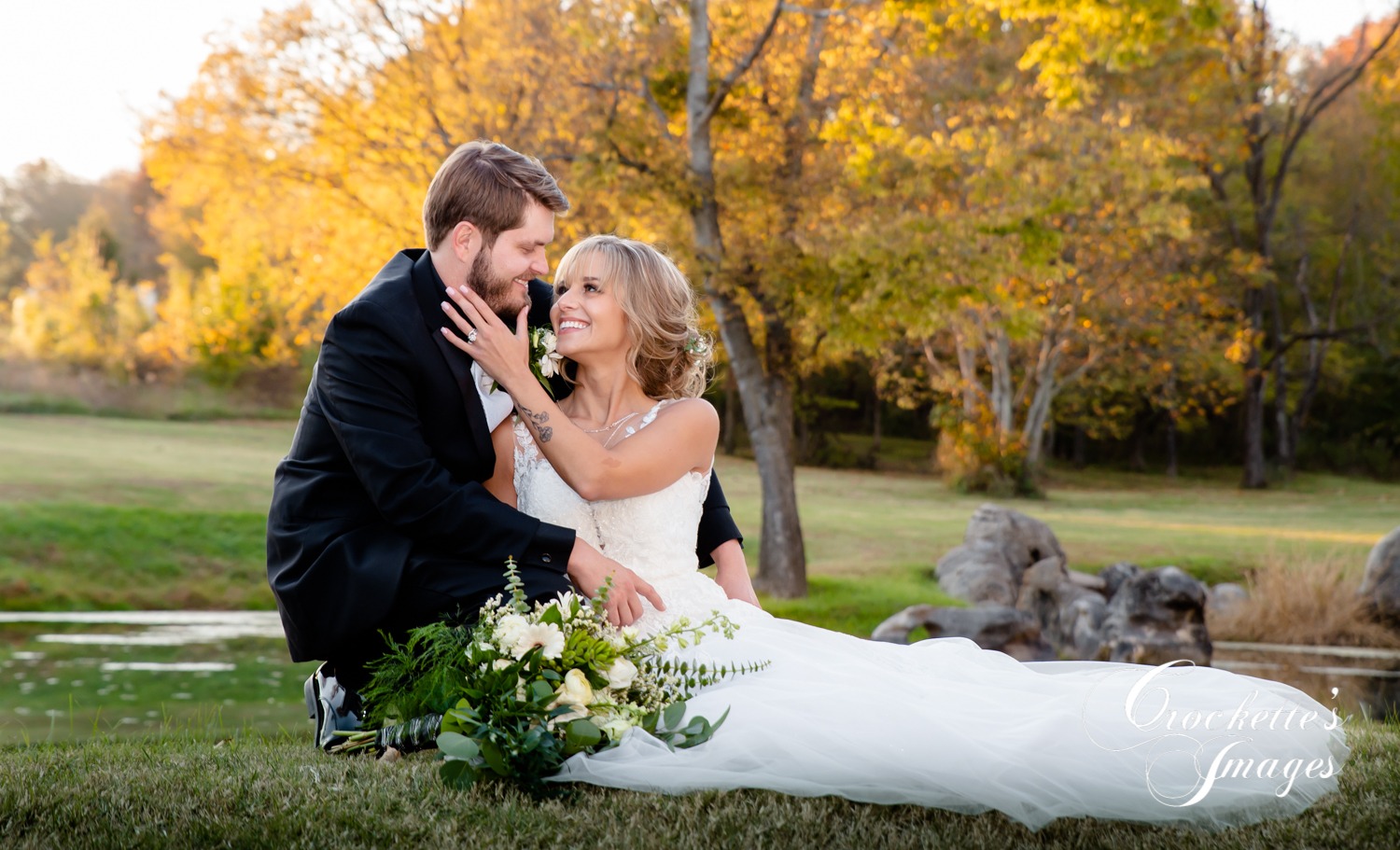 Romantic wedding photo at Rustic Route Farms in Jackson, MO.