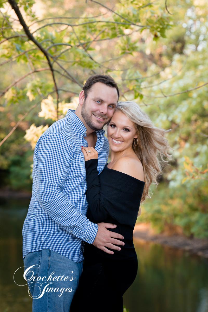 Classy summer engagement photos. Hair blowing in the wind.
