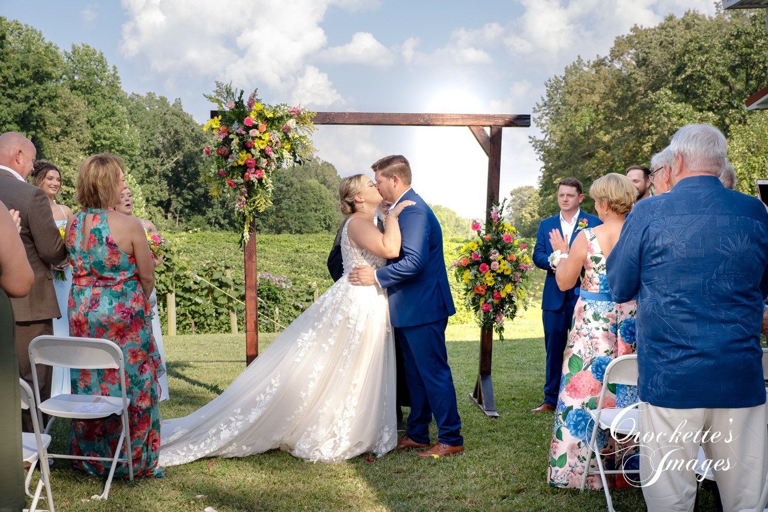 Winery Wedding Ceremony, Vineyard Wedding Ceremony, First Kiss, Summer Wedding, Outdoor Wedding