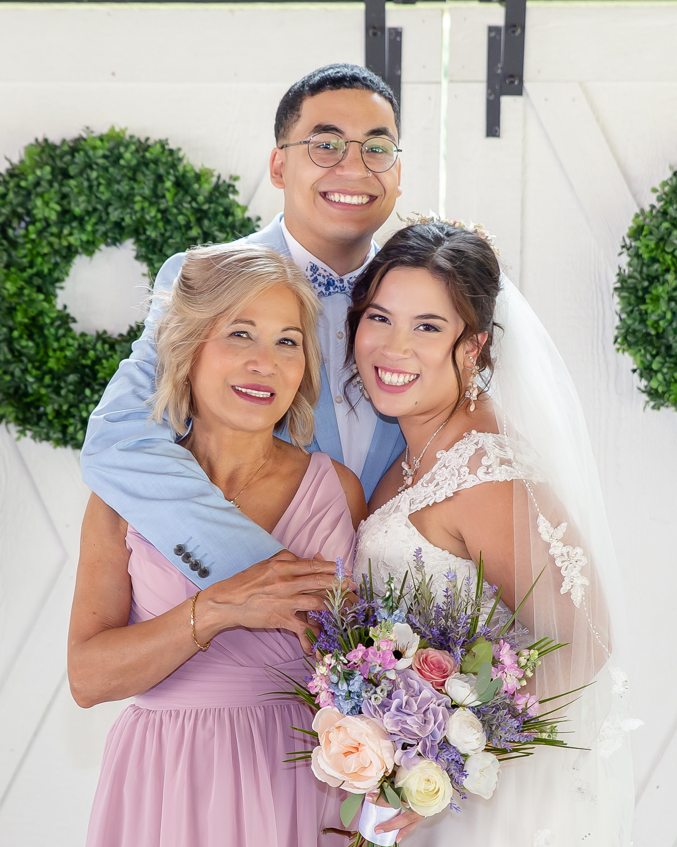 Loving wedding family photo