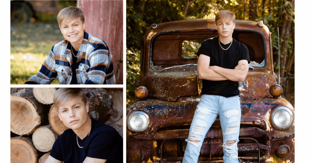 Senior boy posing for his senior photo session.