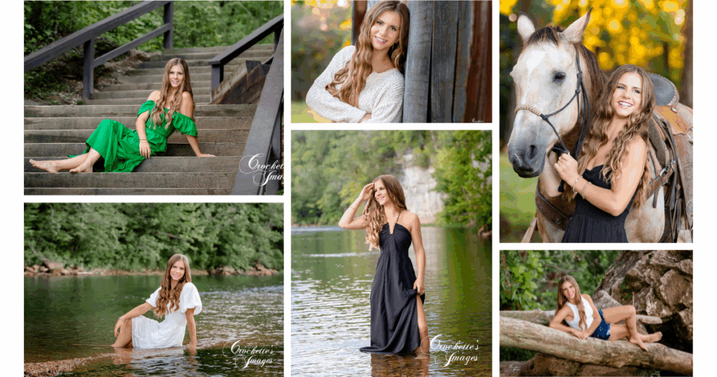 Master Your Senior Photo Session: The Ultimate Guide for the Senior Girl 3 Senior photo collage to showcase different outfit examples for a girl's senior photos.
