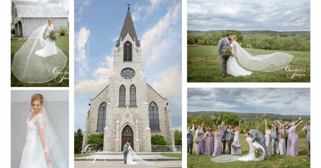Catholic wedding with a country spin, with images around the church and out at the farm.