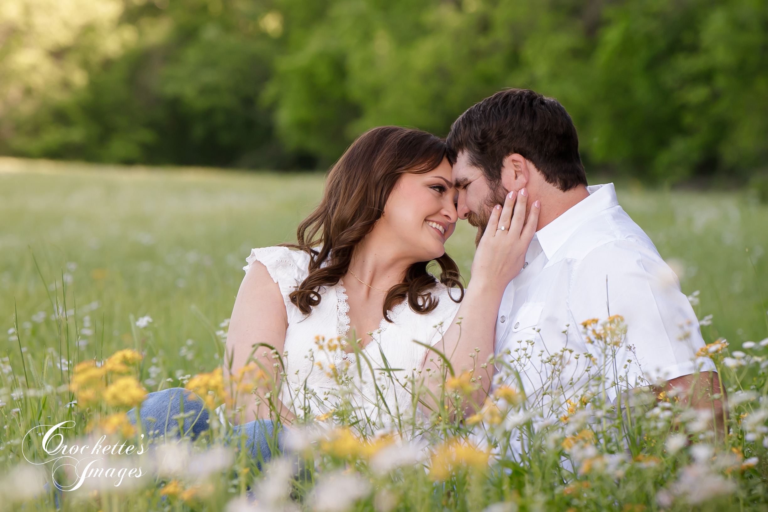 Country Engagement photo with Crockette's Images in a flower field