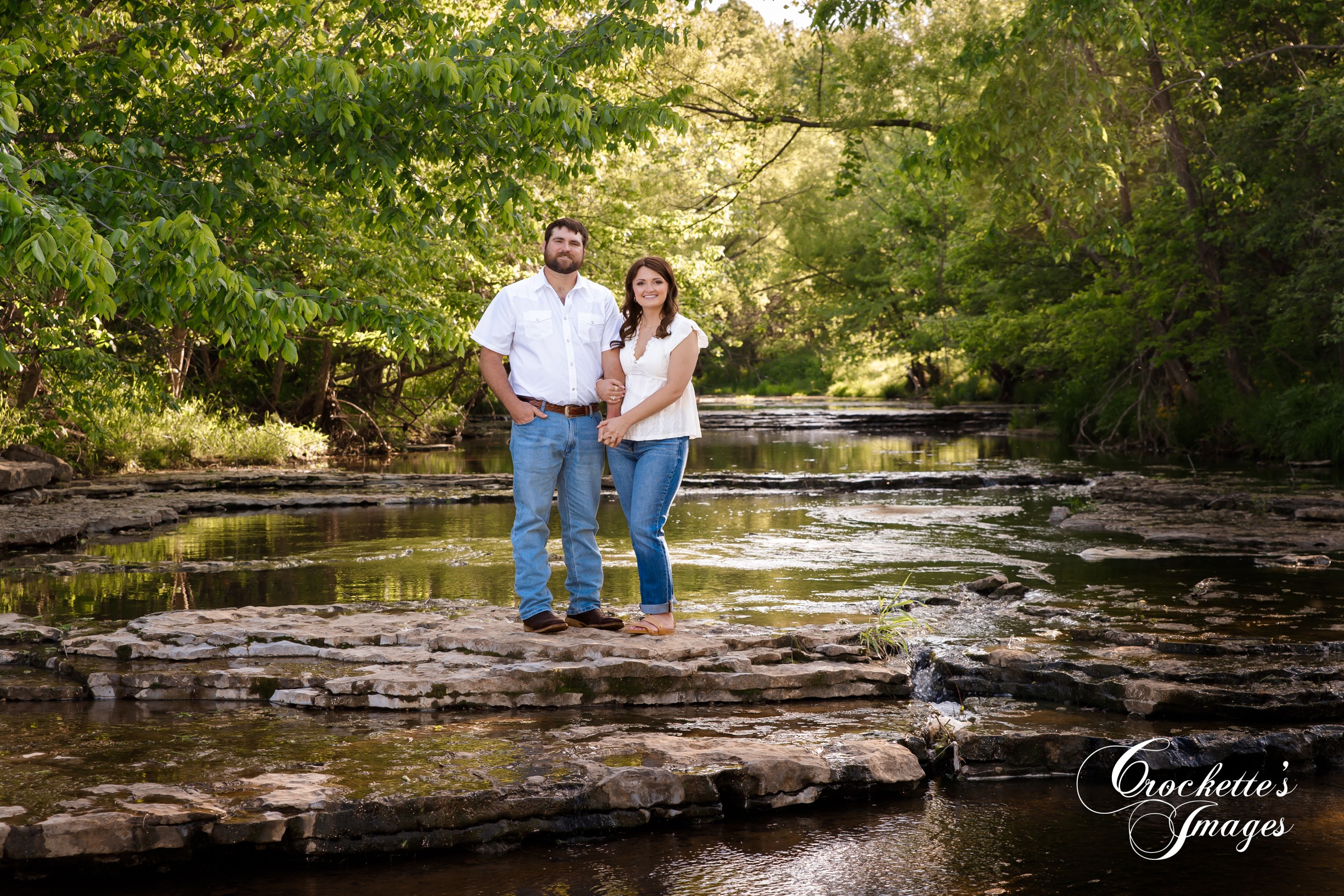 Country Engagement photo with Crockette's Images in a creek
