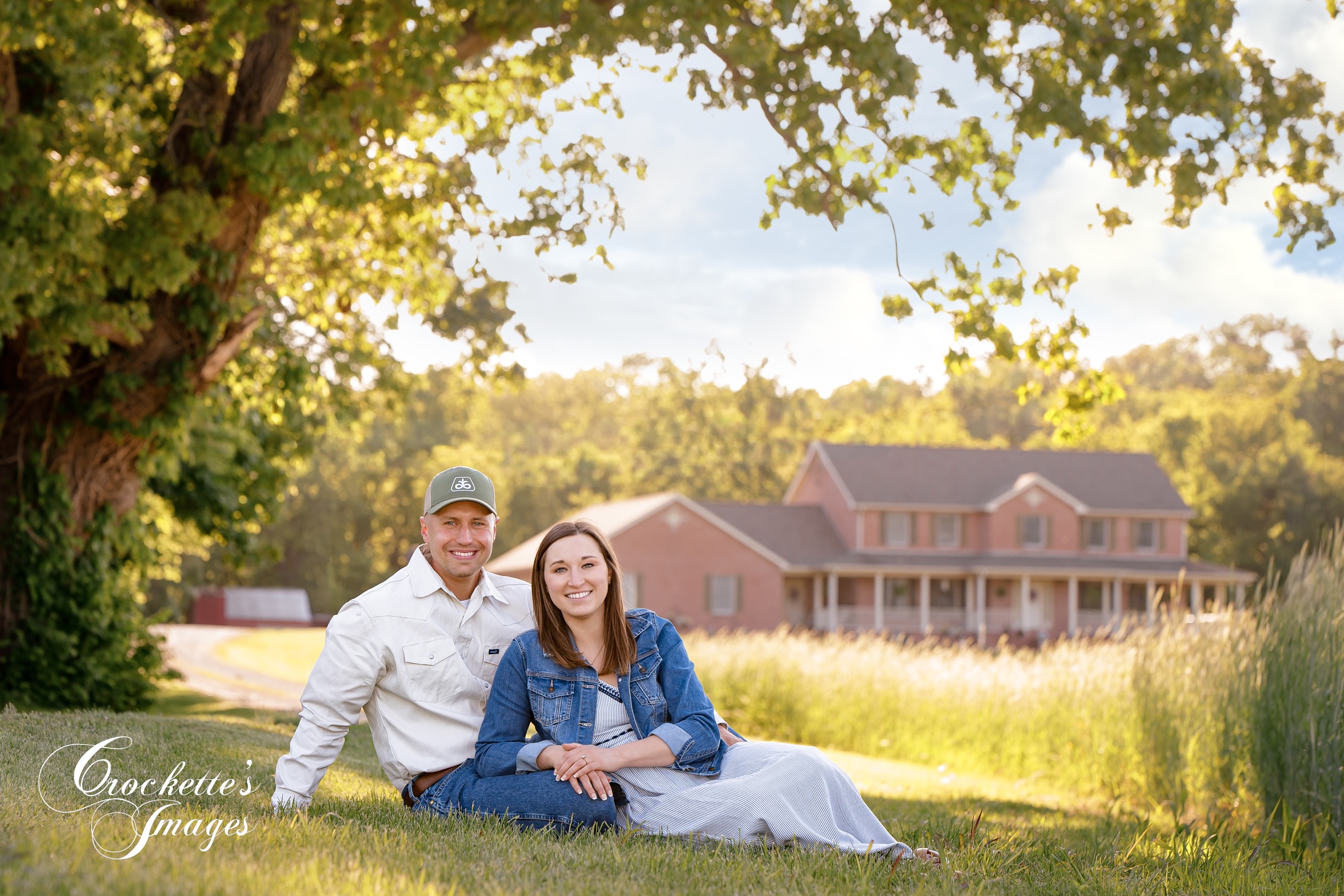 Country engagement photo with Crockette's Images in front of a home