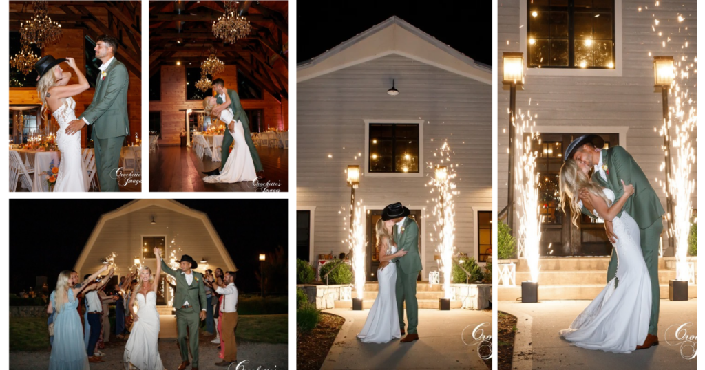The Best Odd Little Tips to Keep You Comfy on Your Wedding Day 10 Bride and groom make their grand exit at the end of their wedding night as smiling guests surround them with sparkling wedding sparklers.